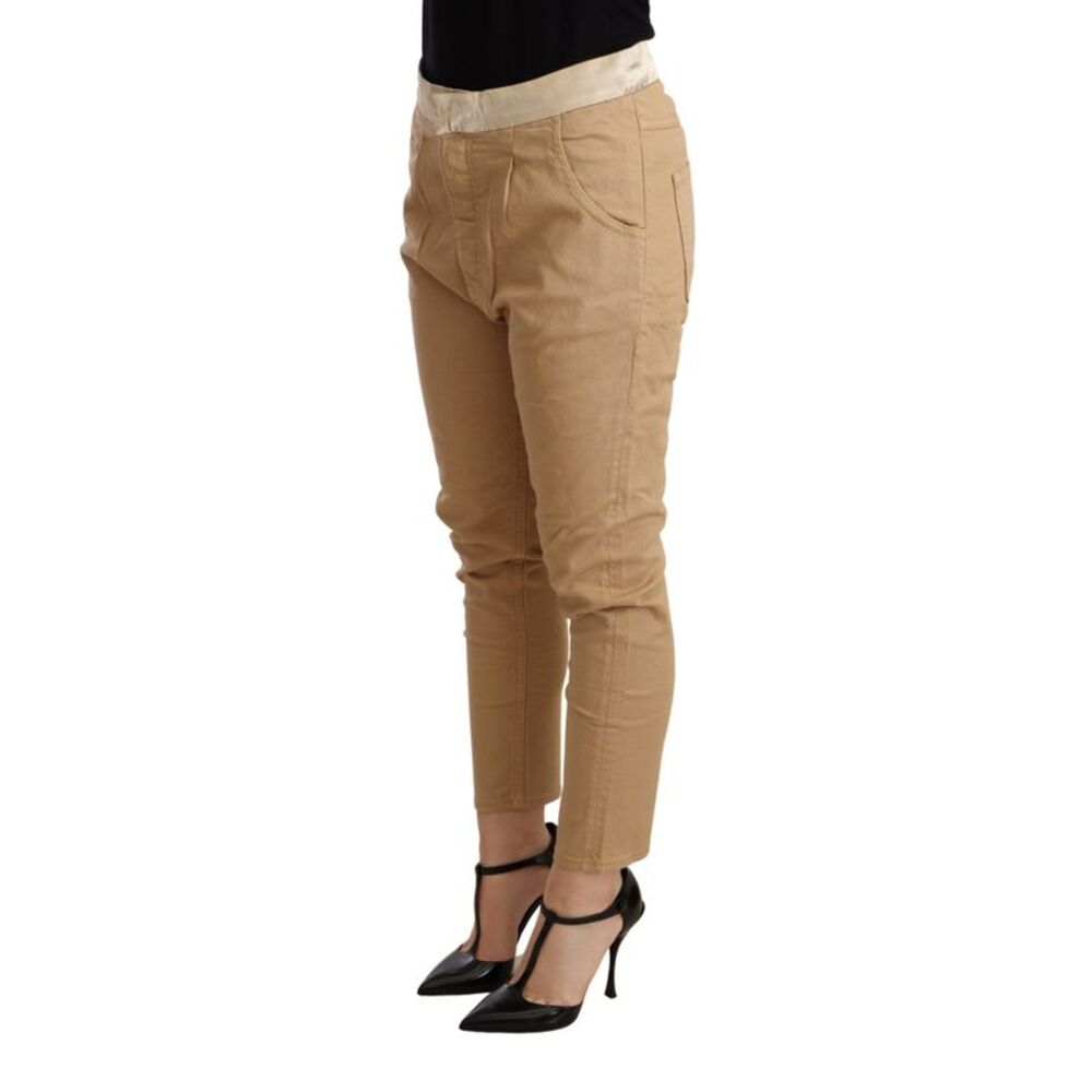 CYCLE Beige Mid Waist Slim Fit Skinny Stretch Women's Trouser